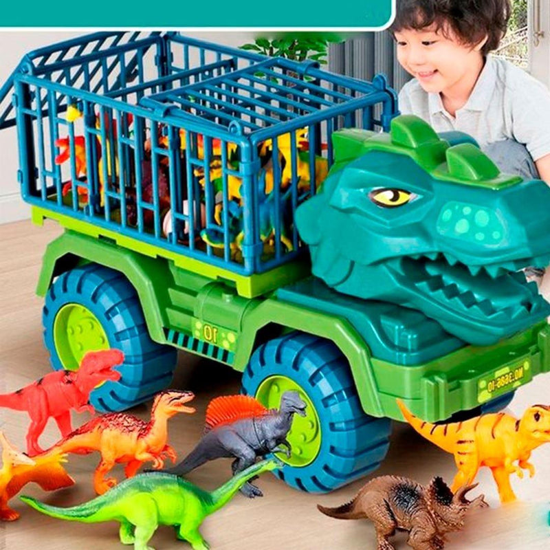 Carrinho Dinossauro Rex + Brinde (12 Dinossauros) - MD Imports